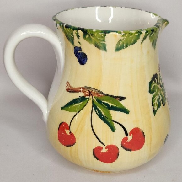 DANSK Ceramic Water Pitcher Hand Painted Apple Grape Cherries Made in Italy - Picture 1 of 5